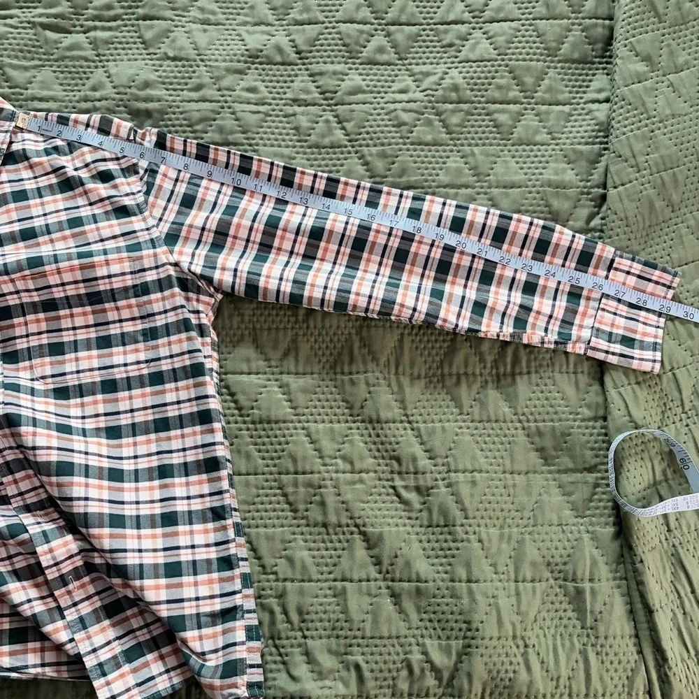 J. Crew Green and White Plaid Casual Shirt